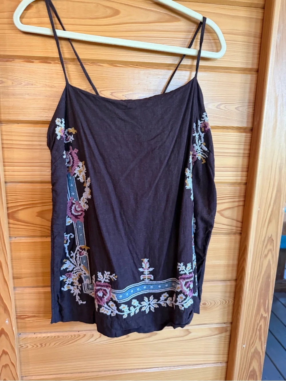 Free People sightseer embroidered linen set, large, espresso combo